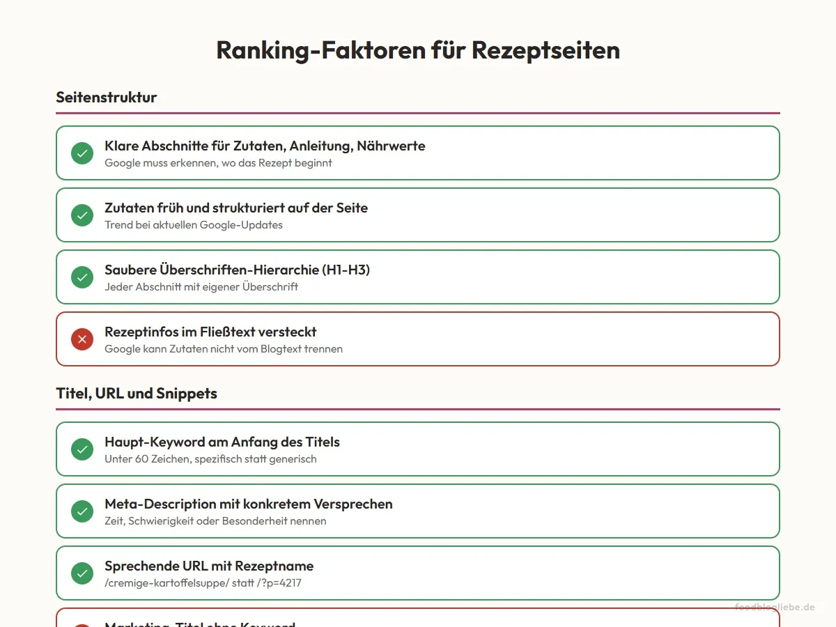 Ranking-Faktoren für Rezeptseiten