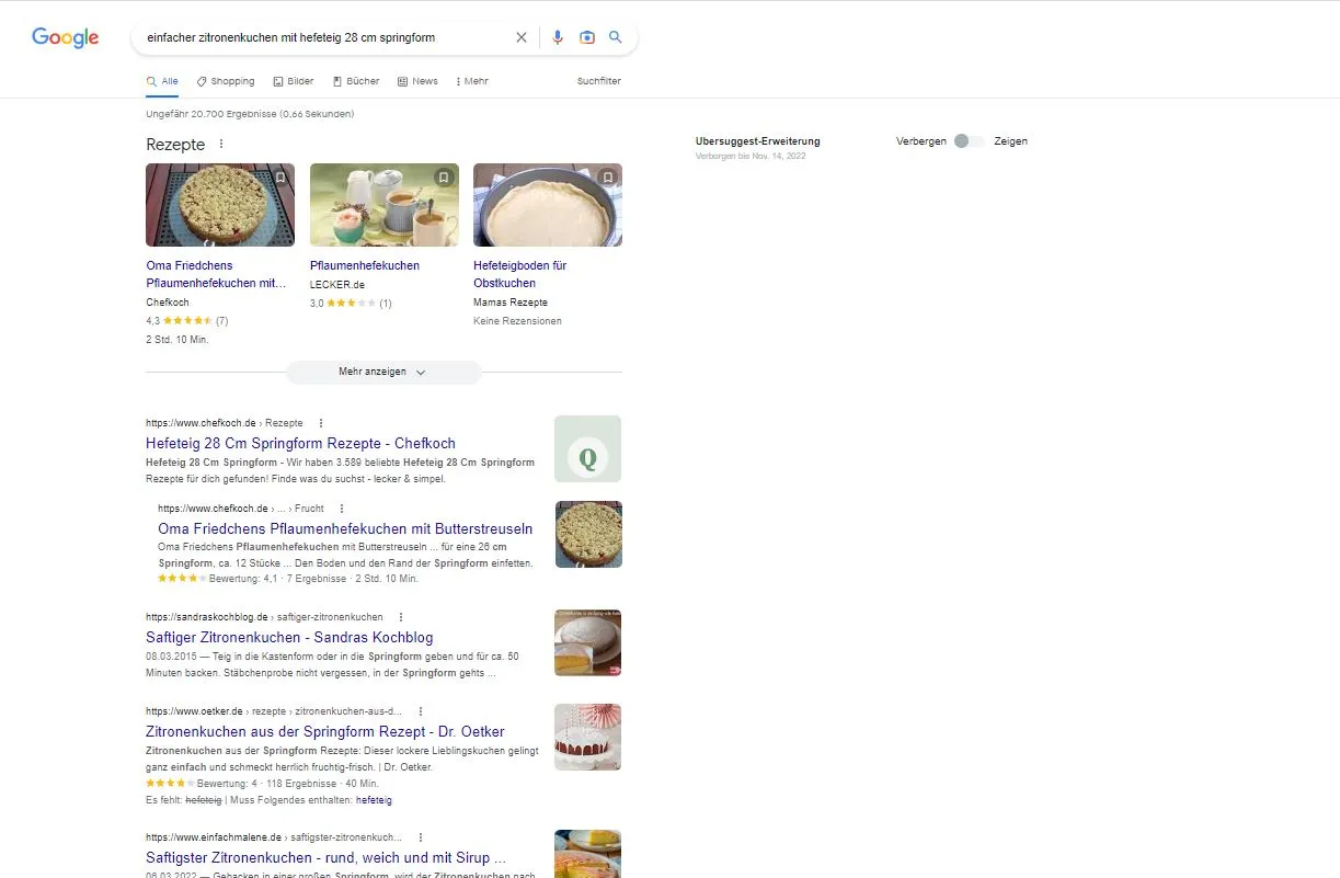 SEO für Foodblogger - Keywordrecherche
